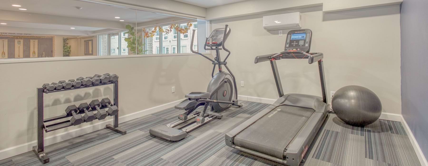 a gym with exercise equipment