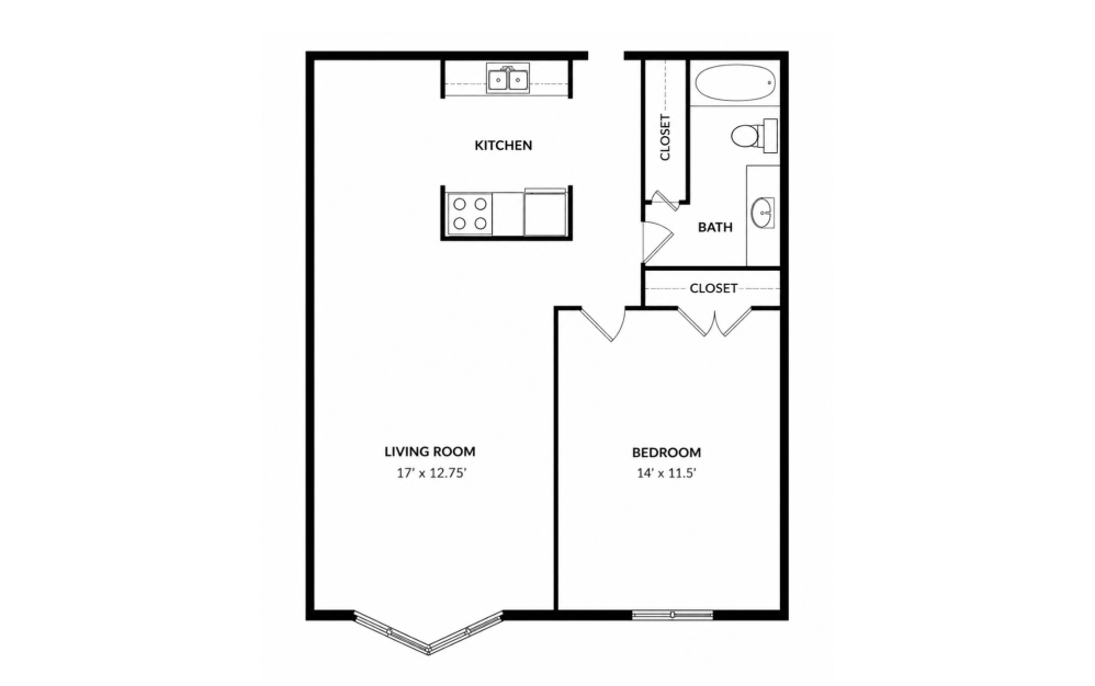 1 bedroom floor plan layout